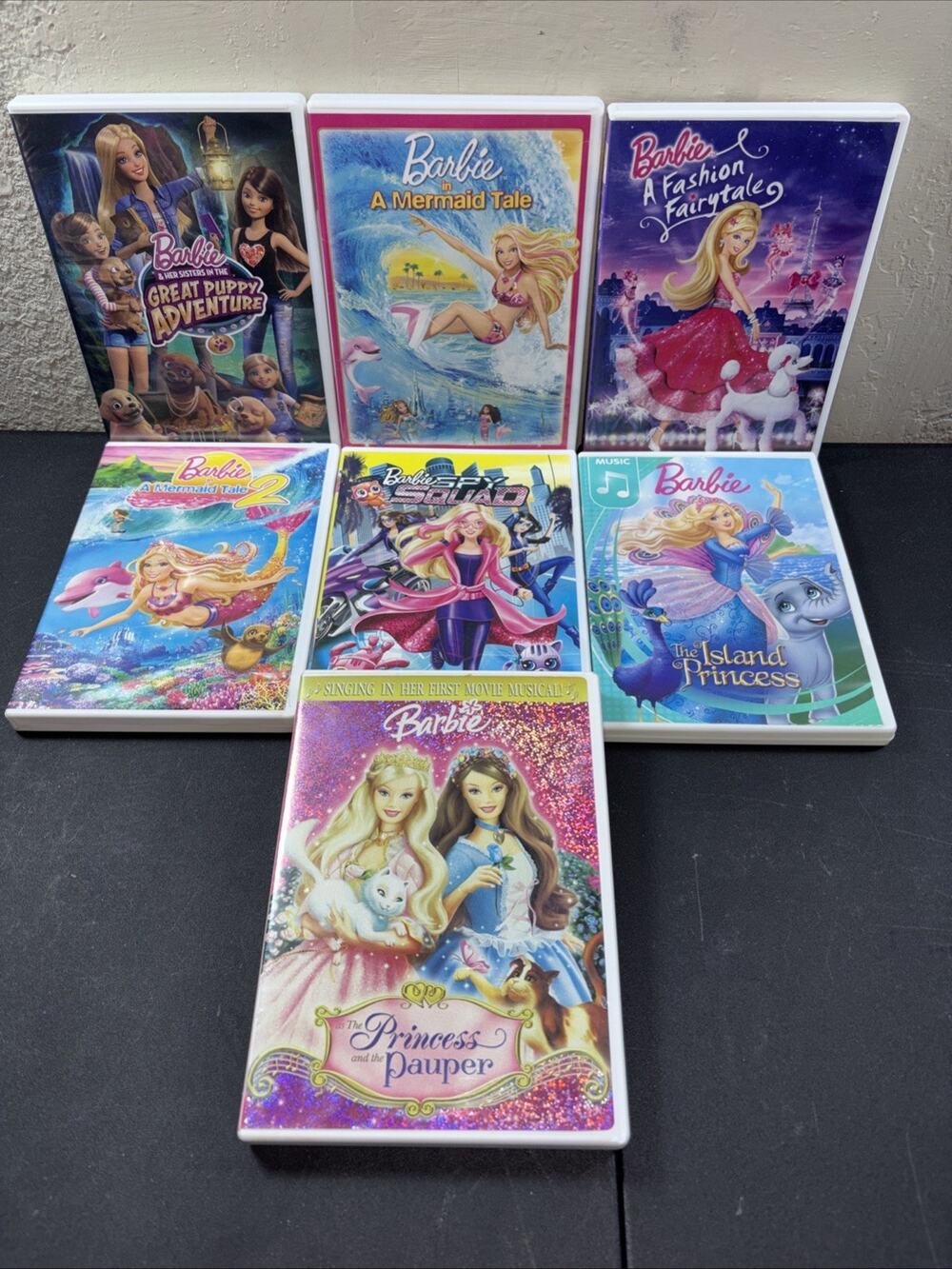 Barbie DVD Lot Mermaid Tales Island Princess Spy Puppy Adventure Pauper Fashion
